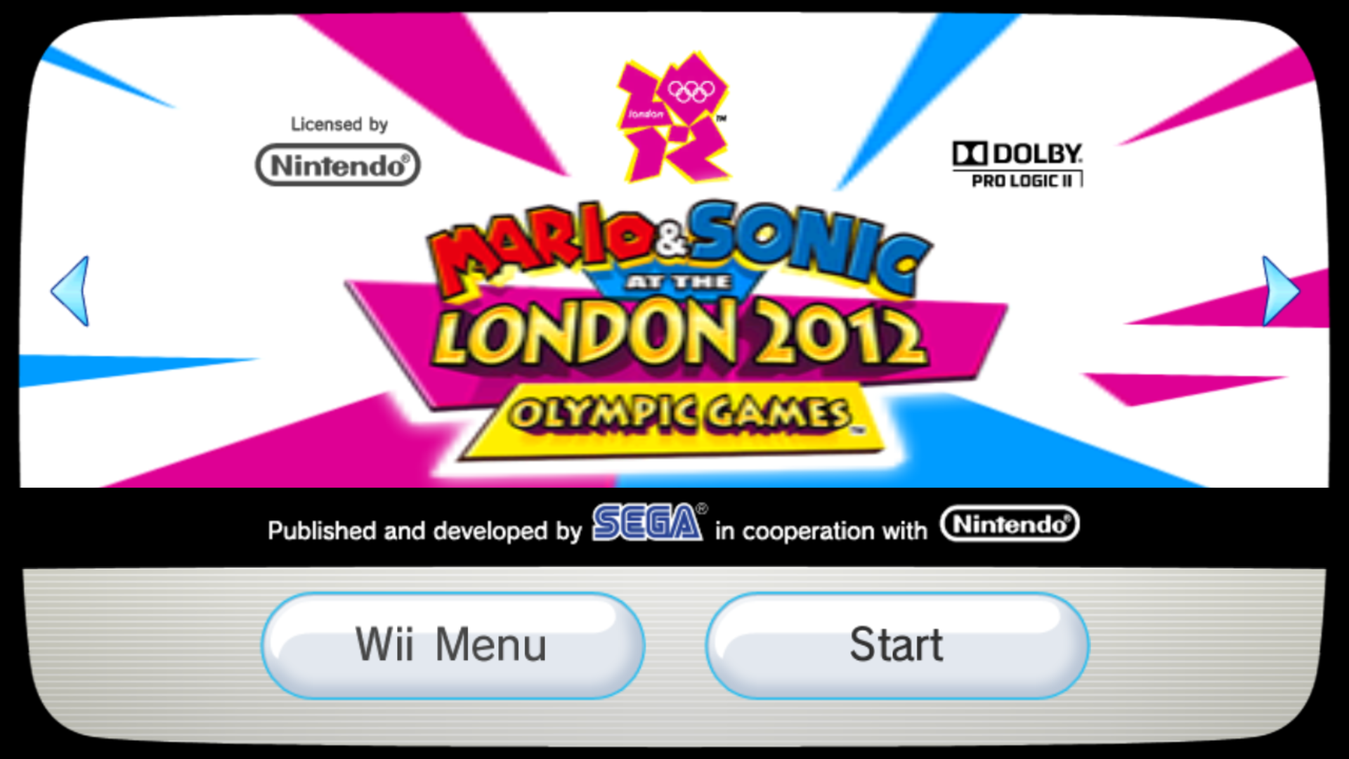 Wii Disc Channel banner for Mario & Sonic at the London 2012 Olympic Games.