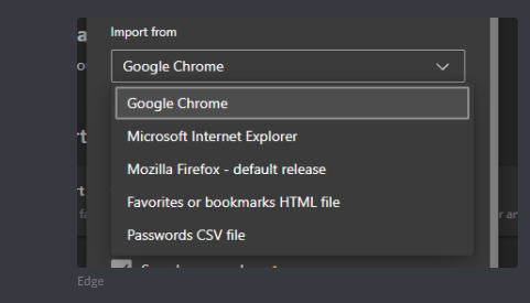 Microsoft Edge's list: Google Chrome, Internet Explorer and Mozilla Firefox.